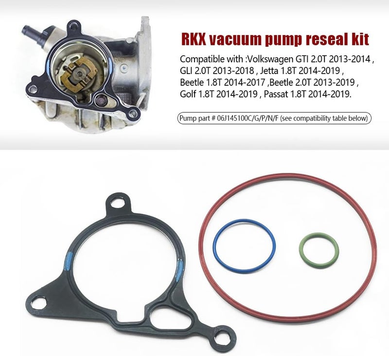 GOLACOD 06J145100C Vacuum Pump Reseal Rebuild Kit Compatible with VW GTI GLI Golf Beetle Passat Jetta & Audi A3 A4 A5 A6 Q5 Q7 1.8T & 2.0T TSI/TFSI Reseal Repair O-Ring Seal Gasket Set - Image 2